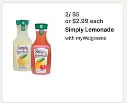 Walgreens Simply Lemonade offer