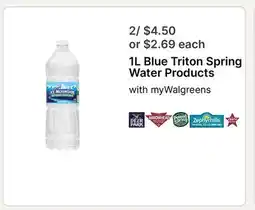 Walgreens Blue Triton Spring Water Products offer
