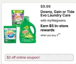 Walgreens Downy, Gain or Tide Evo Laundry Care offer