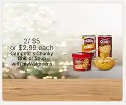 Walgreens Campbell's Chunky Chili or Soup offer