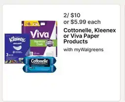Walgreens Cottonelle, Kleenex or Viva Paper Products offer