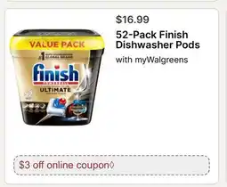 Walgreens 52-Pack Finish Dishwasher Pods offer