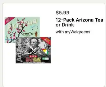 Walgreens 12 Pack Arizona Tea or Drink offer