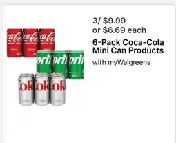 Walgreens 6-Pack Coca-Cola Mini Can Products offer