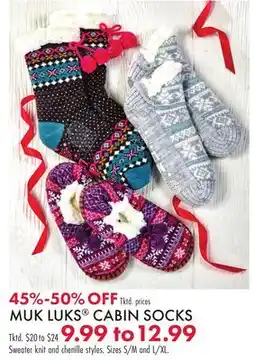 Boscov's MUK LUKS CABIN SOCKS offer
