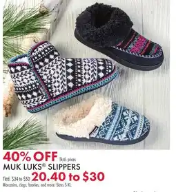 Boscov's MUK LUKS SLIPPERS offer