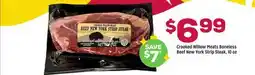 Grocery Outlet Crooked Willow Meats Boneless Beef New York Strip Steak offer