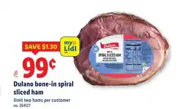 Lidl Dulano bone-in spiral sliced ham offer
