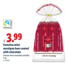 Lidl Favorina mini marzipan bars coated with chocolate offer