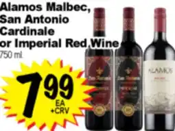 Superior Grocers Alamos Malbec, San Antonio Cardinale or Imperial Red Wine 750 ml offer