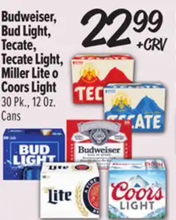 El Super Budweiser, Bud Light, Tecate, Tecate Light, Miller Lite o Coors Light offer