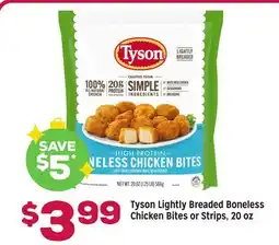Grocery Outlet Tyson Lightly Breaded Boneless Chicken Bites or Strips offer