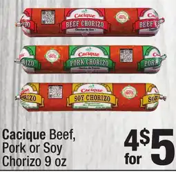 Super King Markets Cacique Beef, Pork or Soy Chorizo offer