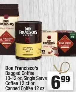 Super King Markets Don Francisco's Bagged Coffee 10-12 oz, Single Serve Coffee 12 ct or Canned Coffee 12 oz offer