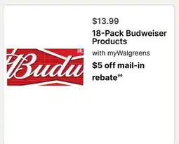 Walgreens 18-Pack Budweiser Products offer