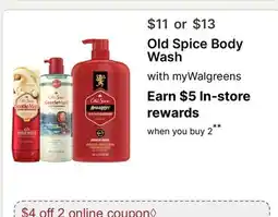 Walgreens Old Spice Body Wash with myWalgreens offer
