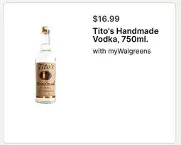 Walgreens Tito's Handmade Vodka, 750ml offer