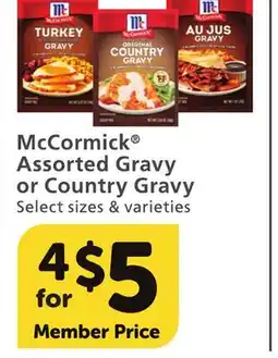 Albertsons McCormick Assorted Gravy or Country Gravy offer