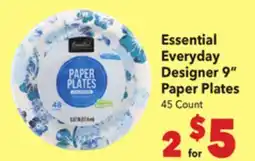 Vallarta Supermarkets Essential Everyday Designer 9 Paper Plates offer