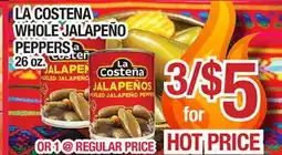 Torres Supermercado LA COSTENA WHOLE JALAPEÑO PEPPERS offer