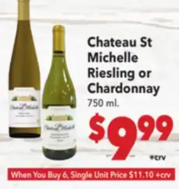 Vallarta Supermarkets Chateau St Michelle Riesling or Chardonnay offer