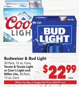 Vallarta Supermarkets Budweiser & Bud Light offer