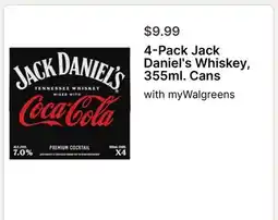 Walgreens 4-Pack Jack Daniel's Whiskey offer