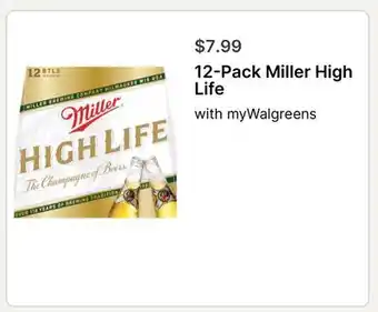 Walgreens 12-Pack Miller High Life offer