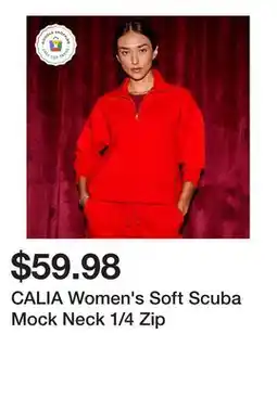 Dick's Sporting Goods CALIA Women's Soft Scuba Mock Neck 1/4 Zip offer