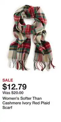 Kohl's Women's Softer Than Cashmere Ivory Red Plaid Scarf offer