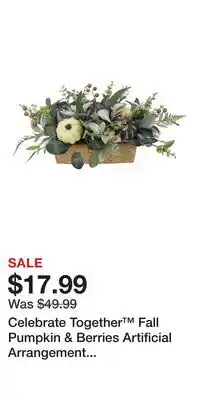 Kohl's Celebrate Together Fall Pumpkin & Berries Artificial Arrangement Table Decor offer