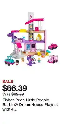 Kohl's Fisher-Price Little People Barbie DreamHouse Playset with 4 Vehicles & 6 Figures offer