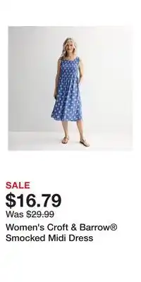 Kohl's Women's Croft & Barrow Smocked Midi Dress offer