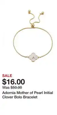 Kohl's Adornia Mother of Pearl Initial Clover Bolo Bracelet offer
