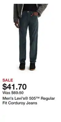 Kohl's Men's Levi's 505 Regular Fit Corduroy Jeans offer