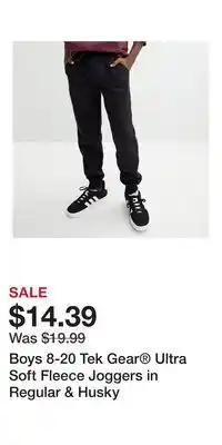 Kohl's Boys 8-20 Tek Gear Ultra Soft Fleece Joggers in Regular & Husky offer