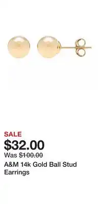 Kohl's A&M 14k Gold Ball Stud Earrings offer