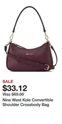 Kohl's Nine West Kole Convertible Shoulder Crossbody Bag offer