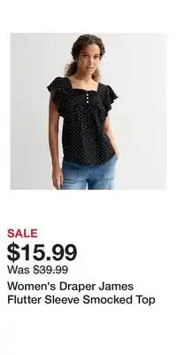 Kohl's Women's Draper James Flutter Sleeve Smocked Top offer