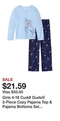 Kohl's Girls 4-18 Cuddl Duds 2-Piece Cozy Pajama Top & Pajama Bottoms Set in Regular & Plus offer