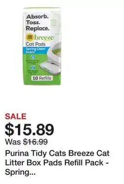 Petsmart Purina Tidy Cats Breeze Cat Litter Box Pads Refill Pack - Spring Clean Scent, 10 Count offer