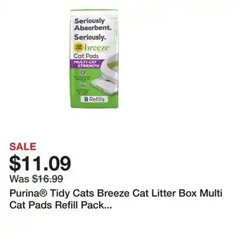 Petsmart Purina Tidy Cats Breeze Cat Litter Box Multi Cat Pads Refill Pack - Extra Strength, 8 Count offer