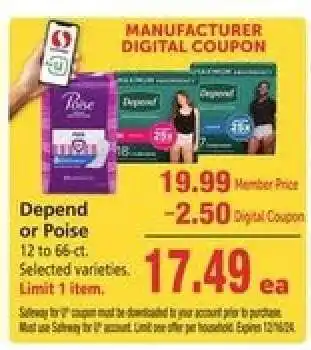 Safeway Depend or Poise offer