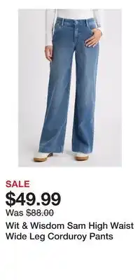 Nordstrom Wit & Wisdom Sam High Waist Wide Leg Corduroy Pants offer