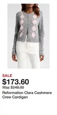 Nordstrom Reformation Clara Cashmere Crew Cardigan offer