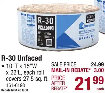 Menards R-30 Unfaced offer