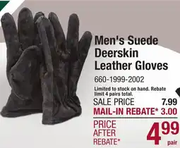 Menards Men's Suede Deerskin Leather Gloves offer