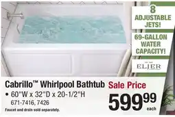 Menards Cabrillo Whirlpool Bathtub offer