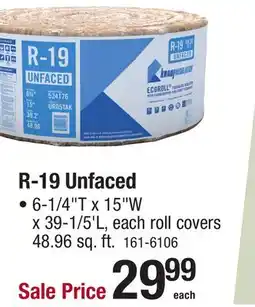Menards R-19 Unfaced offer