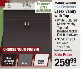 Menards Essex Vanity with Top offer
